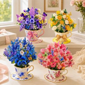 WAPKTY kèm theo phong bì và giấy nhắn. Thiệp Pop Up hình tách trà Thiệp chúc mừng sinh nhật 3D Thiệp chúc mừng bó hoa Độc đáo Bất ngờ Thiệp bật lên dành cho mẹ và con gái
