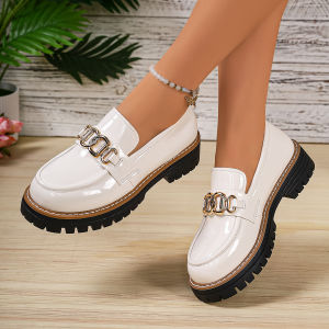 Large Size Metal Chain Low-Top 2026 Spring New Thick-Soled Fashionable Versatile Loafers