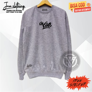 JNA Sweater Crewneck Pria Distro Terbaru 2023 Salon ON LIVE Warna Denim Switer Cowo Cewe Couple Dewasa Oversize M L XL XXL Keren Kekinian Termurah Telaris Sweatshirt Tebal