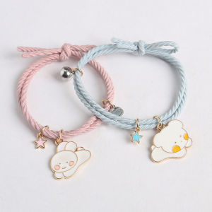 Gelang Pasangan Magnet Anime: 2 Pcs/1 Pasang Lucu & Unik
