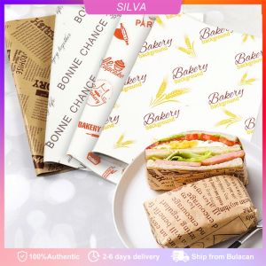 100Pcs Wrapping Greaseproof Paper Baking Wax Portable Paper Sandwich Wrapper Paper Bread Burger Egg Drop Food