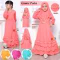 MN - GAMIS ANAK SET HIJAB 1-13 TAHUN/ BAJU MUSLIM NGAJI ANAK PEREMPUAN MOTIF RAYON POLOS FREE ONGKIR BISA COD. 