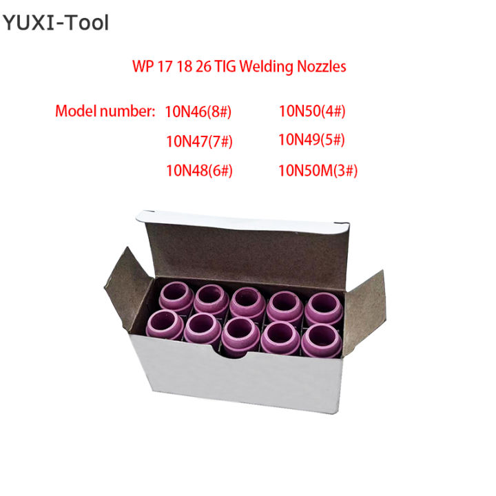 10PCS TIG Consumables Accessories Alumina Nozzle Gas Lens Cup 10N50M 10N50 10N49 10N48 10N47 10N46 KIT For Welding Torch WP17 WP18 WP26