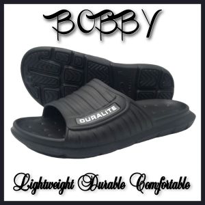 Duralite Bobby Mens Lightweight and Waterproof Rubber Slippers (Black and Blue)