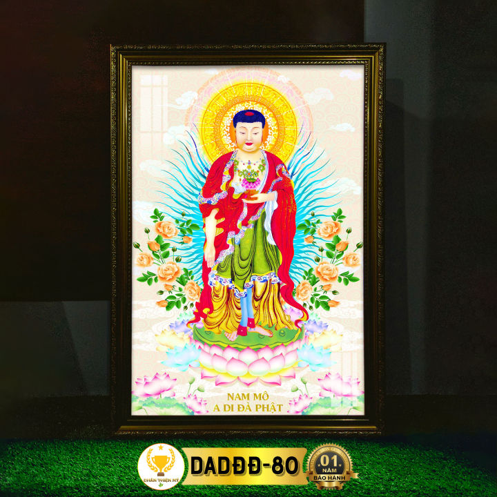 Tranh Thờ Phật A Di Đà Đứng Có Đèn CHÂN THIỆN MỸ, Treo Tường Trang Trí ...
