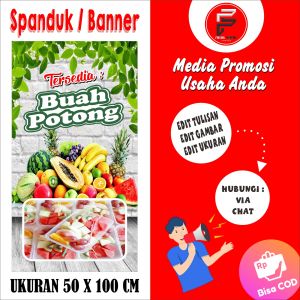 Banner Buah Potong / Spanduk Jual Buah / Banner buah-buahan Ukuran 50 x 100 cm
