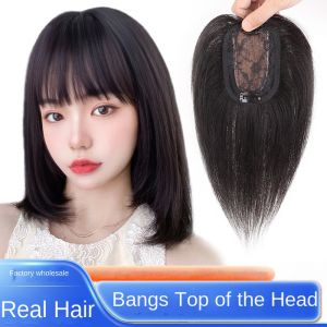 8x12cm Black Net Splicing Insta-Worthy 100% Real Human Hair Boost Volume of Hair Seamless Natural Black and Dark Brown Topper Cover Thin or White Hair Light Breathable Base for Confidence For Women