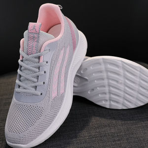 Ielgy Giày thể thao nữ chất liệu dệt với họa tiết bay đế mềm chạy nhẹ Giày Dành cho các bà mẹ thoải mái bền thoáng khí