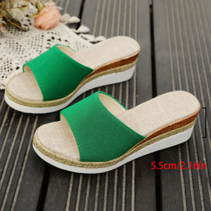 [Free Shipping] New Summer WomenS Sandals Wedge Heels Sizes 35-43 Plus Sizes Open-Toe Fish-Mouth Design Beach Flip-Flops