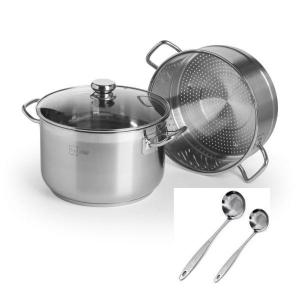 Bộ xửng hấp 3 đáy inox 430 FiveStar Standard bếp từ nắp kính tặng 5 muỗng ăn ( 28cm )- Shop Bếp Xinh