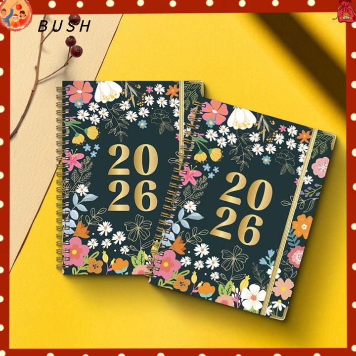BUSH เอ5 สมุดกำหนดการปี 2026 สมุดโน้ตแบบขด ดอกไม้ สมุดบันทึกวาระ ...