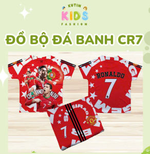 Đồ bộ thể thao quần áo bóng đá trẻ em Ronaldo số 7 chất thun lạnh co giãn 4 chiều in 3D từ 10-60kg