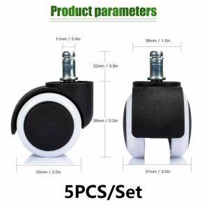 5PCS Heavy duty roda kursi kantor Roda kursi kerja 5 buah Roda kursi gaming Roda kursi bulat Roda pengganti kursi Nylon Office Chair Roller Replacement Set of 5 Office Chair Caster