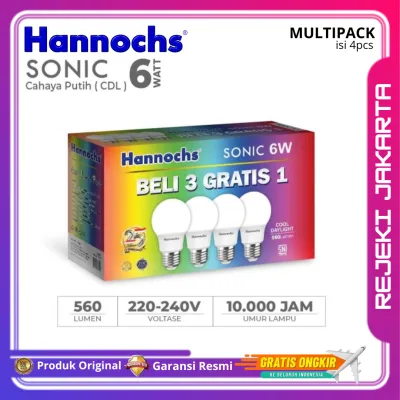 Hannochs Lampu LED Paket MultiPack Beli 3 Gratis 1 Sonic 18W 13W 10W 6W Cahaya Putih - GARANSI RESMI