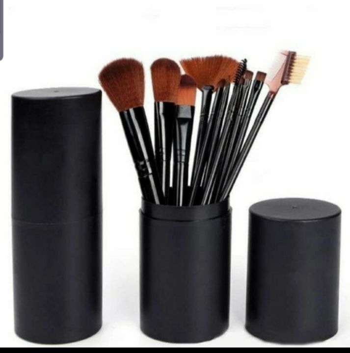 brush tabung black makeup kuas hitam alat makeup 12pc | Lazada Indonesia