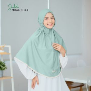 𝐉𝐔𝐇𝐃𝐀 - Jilbab Bergo Instan Kerudung Wanita Dewasa Hijab Polos Renda Import Kekinian Simple Praktis Elegan Adem Nyaman Milan Hijab