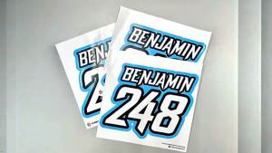 MC MOTOPARTS (Set of 3) Custom Motorcycle Motocross Racing Number Plate Decals – Personalized Number & Name – Waterproof Vinyl Stickers for Dirt Bike ATV Kart & Car Door (3-10 Inch)