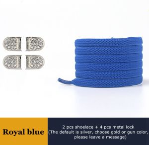 1 Đôi Dây Giày Đàn Hồi Không Có Dây Buộc Dây Giày Phẳng Có Nút Kim Loại Cho Giày Thể Thao Dây Giày Lười An Toàn Đeo Và Tháo Nhanh