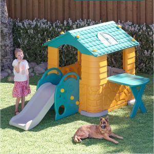 Childrens Big  Playhouse with Slide Home Indoor PlayHouse Kids Toy and Table