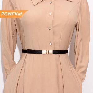 【PCWFKef】 Da Dây thắt lưng cho phụ nữ ăn mặc áo sơ mi tráng trang trí phụ kiện eo con dấu đàn hồi Vàng khóa thời trang tất cả các trận đấu mỏng vành đai