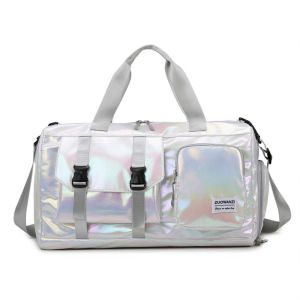 MNTT Pearl Glossy Gym Bag Wet Dry Separation Waterproof Fitness Training Handbag Tote Shoe Compartment Weekender Gym Tote Women Fitness