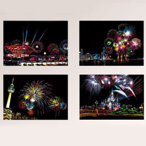 Isi 4 Lukisan Gores Anak DIY Magic Scratch Painting Postcards Doodle Scratch Paint