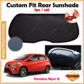 For Perodua Myvi 2018-2023 Car Rear Sunshade Rear Windscreen Car Sunshade Sun Shade Frame Edge Custom Fit OEM Reduce Heat for Rear Passenger Comfort & More Privacy DIY Sunshade Clip Pelindung Matahari Anti UV 1pc/set. 