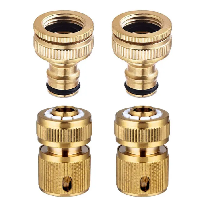 4 Pieces Garden Hose Tap Connector 1/2 Inch and 3/4 Inch Size 2-In-1 and  1/2 Inch Hose Pipe Quick Connector