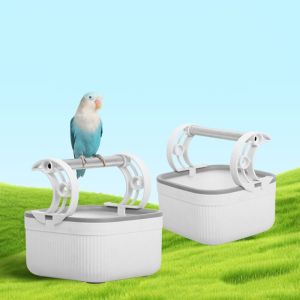 CUTE ELVES Plastic atiel Playground Rest Shelf Anti-slip with Removable Box Birds Training Stand Portable Detachable Tabletop Bird Perch for Parakeets