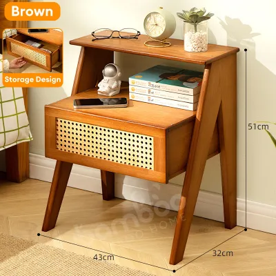 Bamboo Bedside Table/Side Table Rattan Drawers Multi-layered Storage Space Various Styles Available