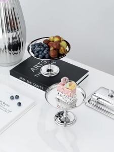 Stainless Steel Small Cake Stand Dessert Display Stand Cake Plate High-foot Cake Cup for Cupcakes Fruits Cookies Snacks