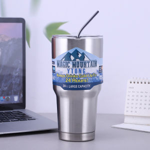 Summer Double-layer Insulation and Cold Ice Cup 304 Stainless Steel Large Capacity Mug with INS Straw