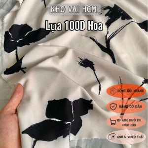 Vải Lụa 100D Nền Màu Ngà In Hình Hoa Khổ 1m5 - Chất Mềm Mại Rũ Đàn Hồi Nhẹ - May Bộ Váy Đầm