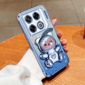 Plating glitter soft casing for Infinix GT 20 Pro case Infinix GT 20pro x6871 TPU 3D cute cartoon bear stand silicone shockproof protcetion phone cover