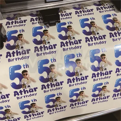 Stiker Ulang Tahun Anak Pola Angka Custom Foto