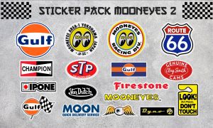 STICKER PACK MOONEYES 2 / STICKER GULF CHAMPION / STICKER MOTOR/STICKER HELM/STICKER AESTHETIC