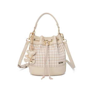 Slingbag ENJI Model Bucketbag Motif Gingham Houndstooth Warna Cream