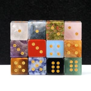 NOBLELYN 6-Sided Digital Game Dice 16mm Stone Stone Dice Quartz Quartz Dice DND RPG