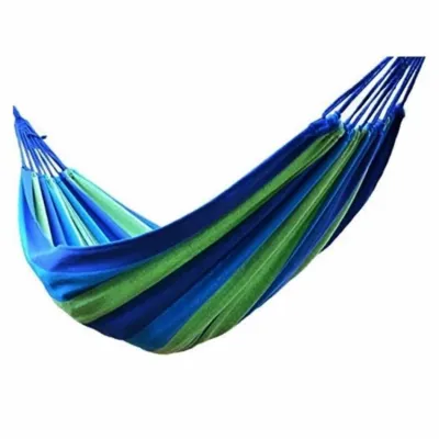 Portable Double Hammock for Outdoor & Travel Strong Canvas Fabric with Spreader Bar Easy Setup Straps Perfect for Camping Beach Picnic Garden Patio