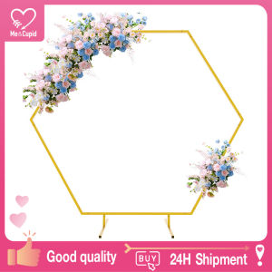 Hexagon Gold Arch Backdrop Stand Metal Wedding Arch Stand Frame for Ceremony Birthday Party Graduation Anniversary Baby Shower Background Decoration