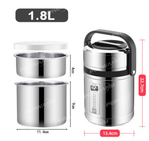 304 Stainless Steel 1.8/ 2.6L Vacuum Insulation Thermal Food Container Insulated Bento Lunch Box Food Soup Jar Vacuum Container Thermos Insulated Pot