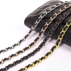 Fashion Long Chain Strap for Shoulder Sling Bag Metal+Leather Steel Belt Strap Handbag Replacement