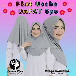 PAKET USAHA 5pc BERGO HAMIDAH L - REAL PICT-KASUARI HIJAB STYLE