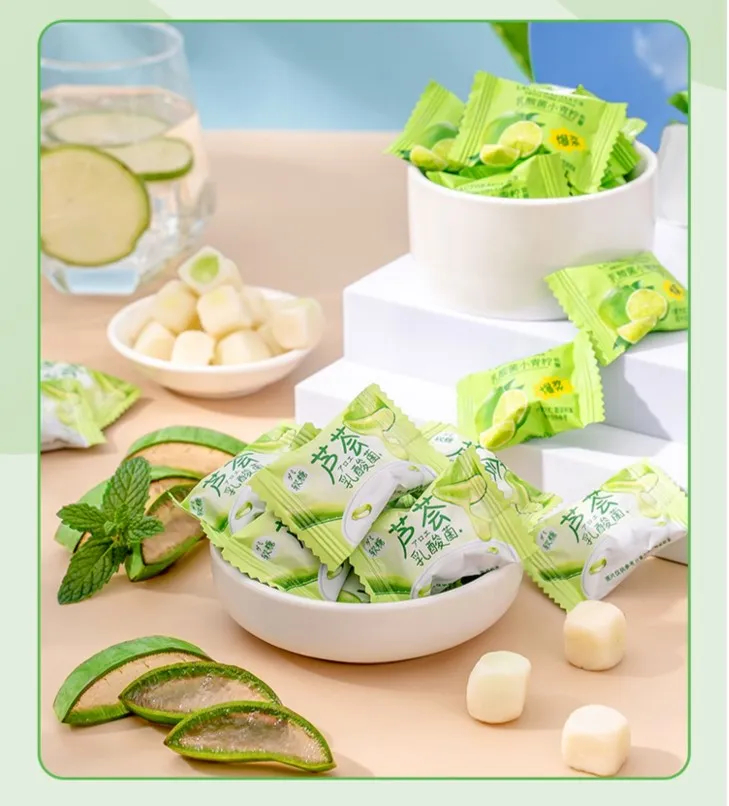 Aloe Vera Lactobacillus Burst Gummy Candy / Small Lime Lactobacillus Burst  Gummy Candy 10pcs / Aloe & Lime Flavored Gummies -