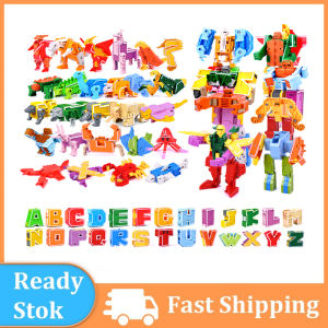 เด็กปีใหม่26ตัวอักษรภาษาอังกฤษTransformerหุ่นยนต์ไดโนเสาร์สัตว์สร้างสรรค์การศึกษาบล็อคก่อสร้างของเล่นสําหรับโรงเรียนเด็กอายุ3 + ของเล่นเด็กของขวัญ