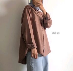 Kemeja Polos Oversize Basic Cringkle Premium