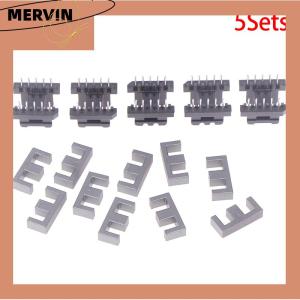 [MERVIN]💖[HOT SALE]🎈🎈 5Sets EE19 5 With 5pin Transformer Bobbin PC40 Ferrite Core Vertical 10 Ferrite Halves And 5 Bobbin Magnetic Core Bobbins