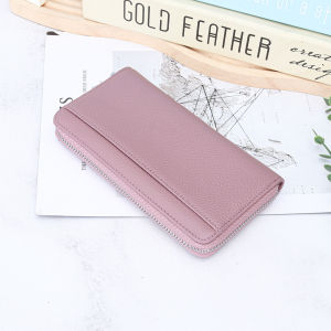 Genuine Leather Zipper Long Wallet Multi-Card Slot RFID Shielding Large-Capacity Womens Style