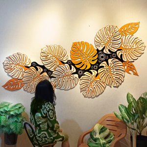GRANDIOSA MONSTERA HIASAN DINDING UKURAN BESAR 2.25m X 1.2m bahan kayu albasia multilayer