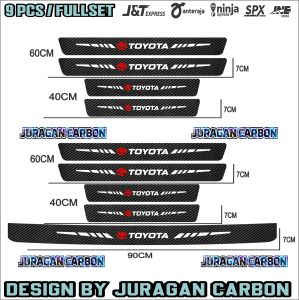 9 PCS SILL PLATE KARBON 3D MOBIL TOYOTA STICKER CARBON 3D PIJAKAN BUMPER BAGASI MOBIL TOYOTA ALL